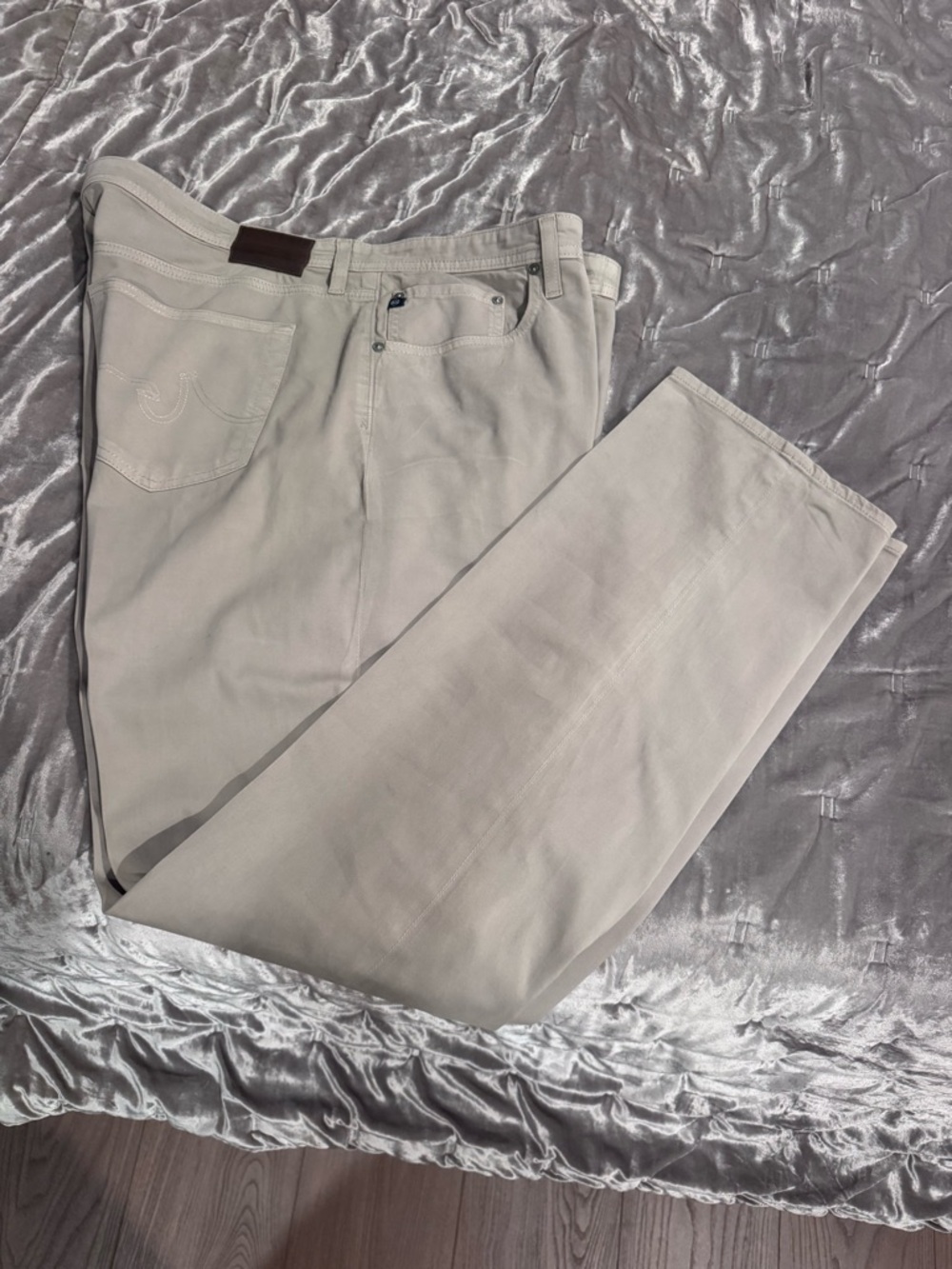 AG Adriano Goldschmied Khaki Straight-Leg Pants and Shirt